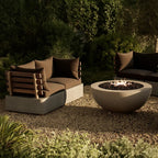 Garza Outdoor Concrete & Teak 2-Piece Corner Set
