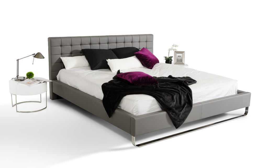 Eastern King Gemma Modern Grey Leatherette Bed