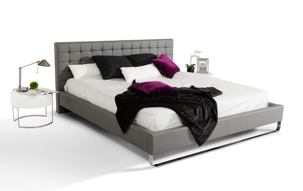 Eastern King Gemma Modern Grey Leatherette Bed
