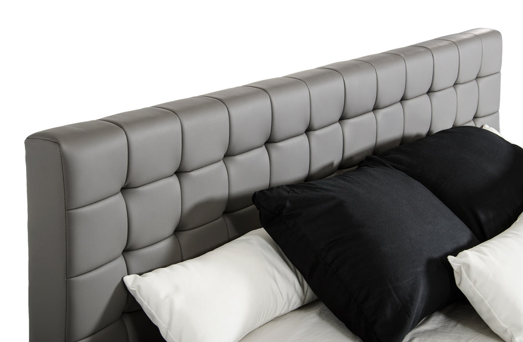 Eastern King Gemma Modern Grey Leatherette Bed