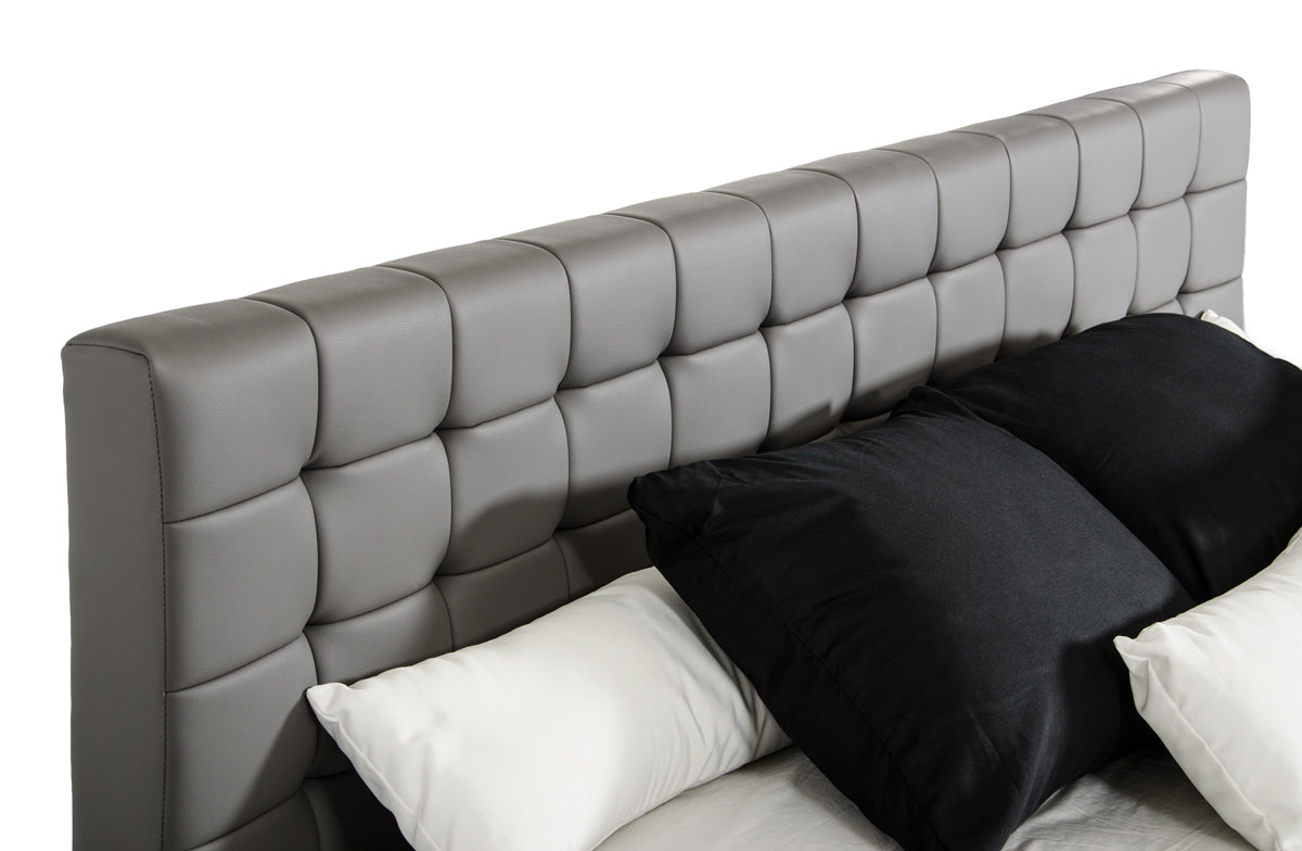Eastern King Gemma Modern Grey Leatherette Bed
