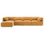 Gene - Modern Ochre Fabric 5-Piece Modular Sectional Sofa