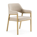 George - Modern Beige Fabric + Antique Brass Dining Chair