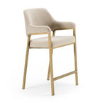 George - Modern Beige Fabric + Antique Brass Counter Chair