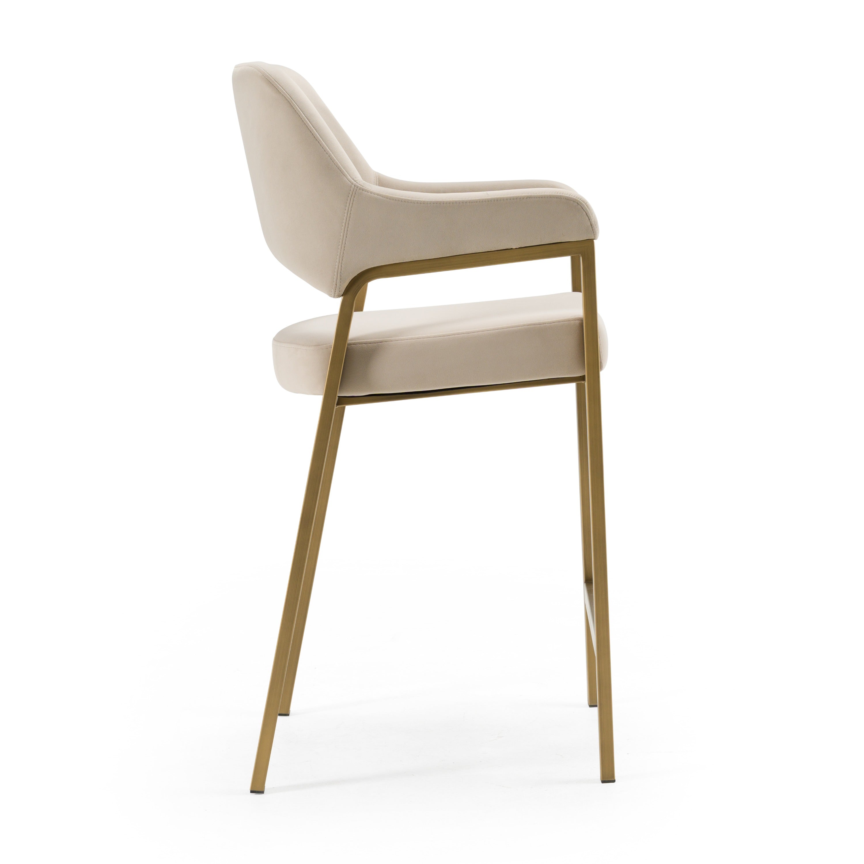 George - Modern Beige Fabric + Antique Brass Counter Chair