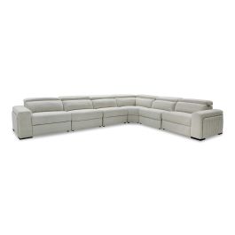 Gering - Modern Beige Fabric Sectional Sofa With 2 Power Recliners