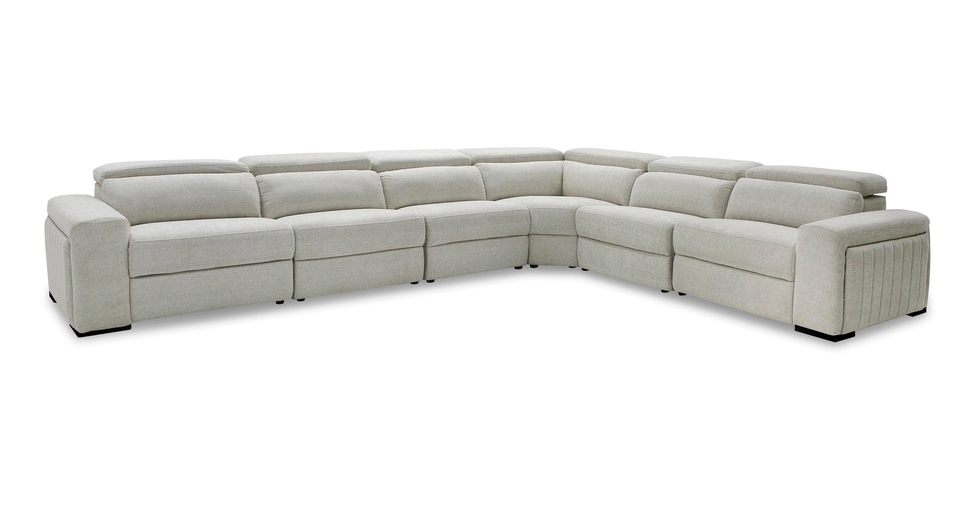 Divani Casa Gering - Modern Beige Fabric Sectional With 2 Power Recliners