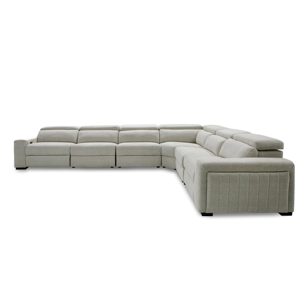 Gering - Modern Beige Fabric Sectional Sofa With 2 Power Recliners