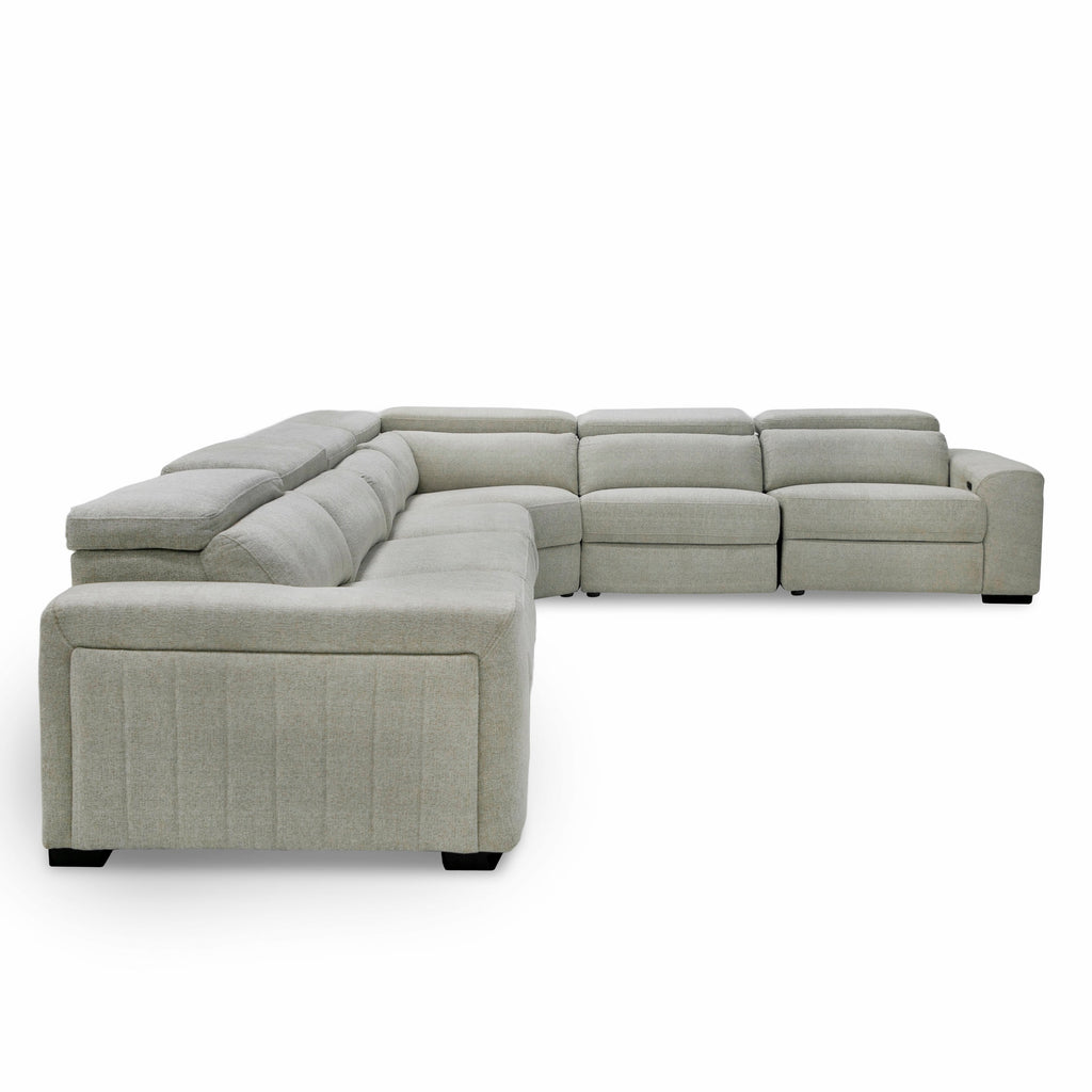Gering - Modern Beige Fabric Sectional Sofa With 2 Power Recliners