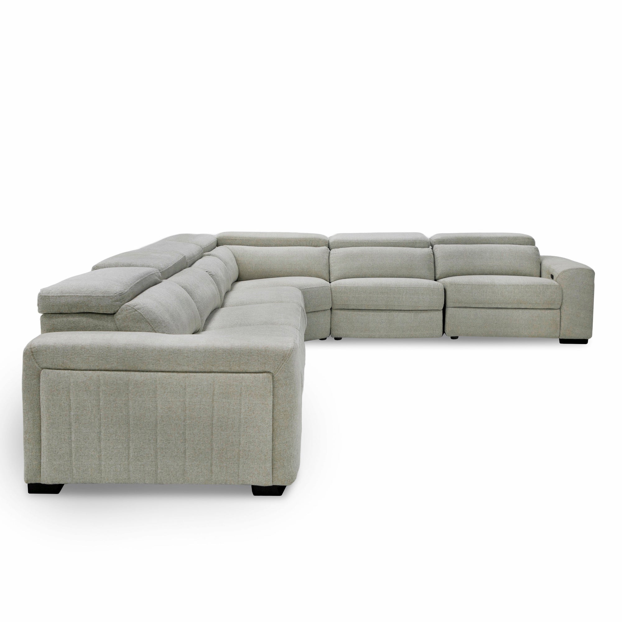 Gering - Modern Beige Fabric Sectional Sofa With 2 Power Recliners