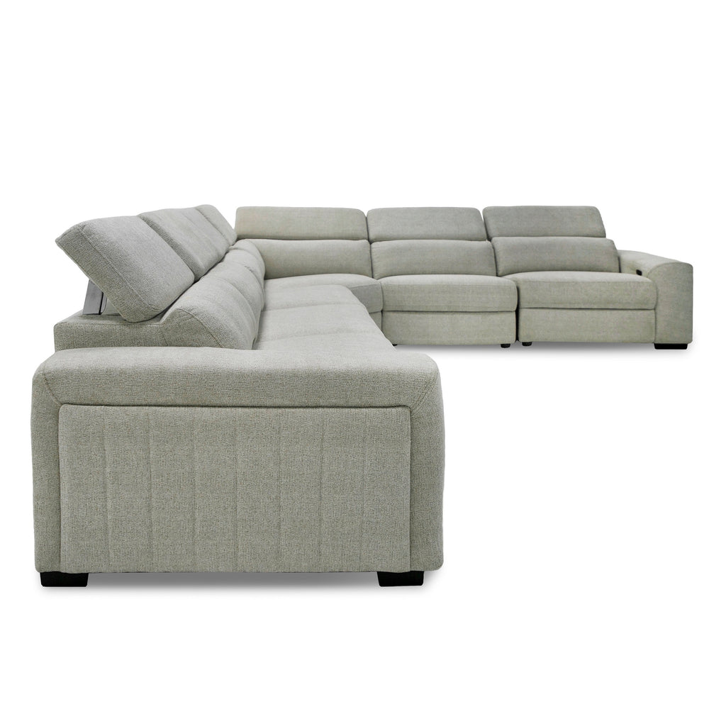 Gering - Modern Beige Fabric Sectional Sofa With 2 Power Recliners