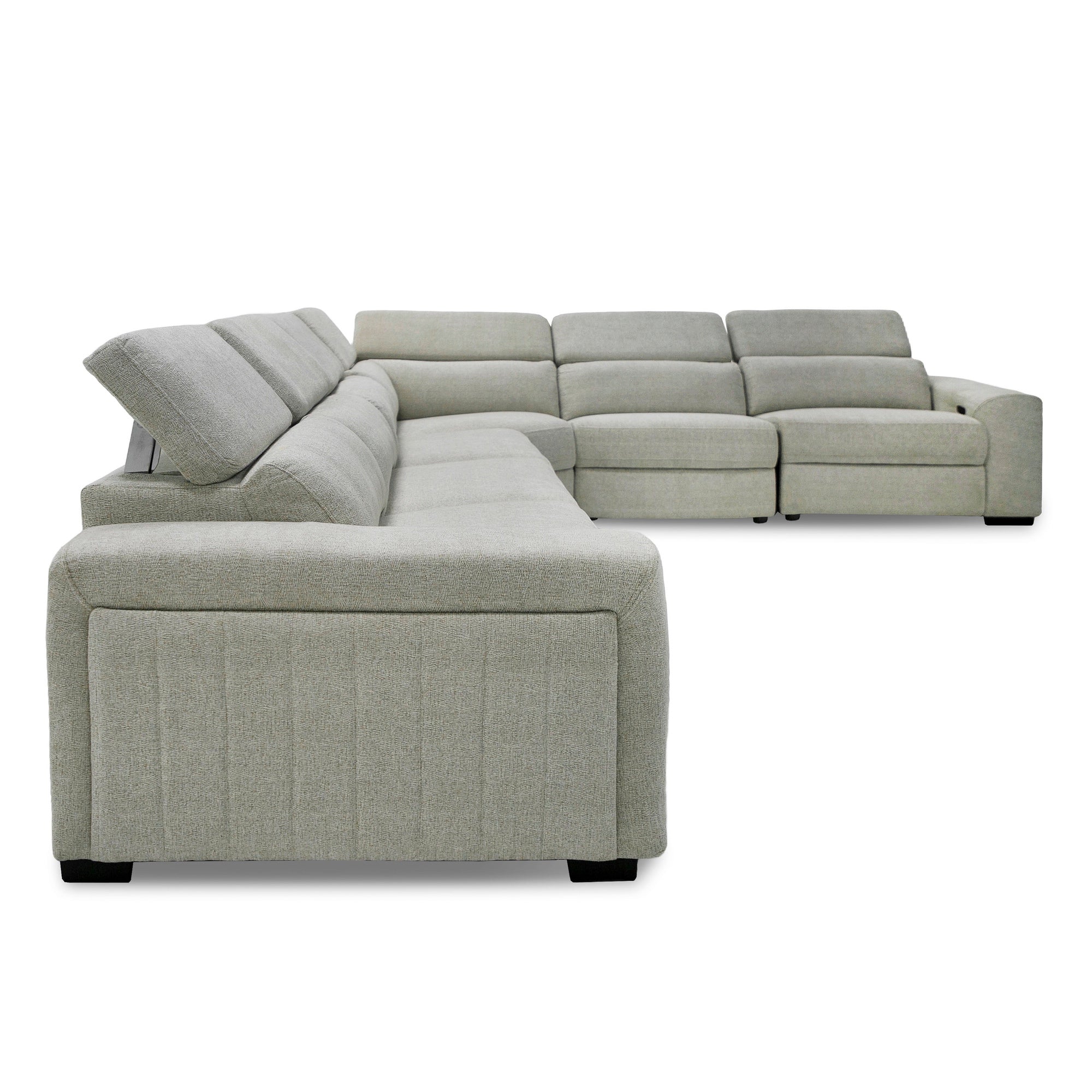 Gering - Modern Beige Fabric Sectional Sofa With 2 Power Recliners