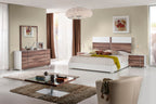 Eastern King Giovanna Italian Modern White and Cherry EK Bed