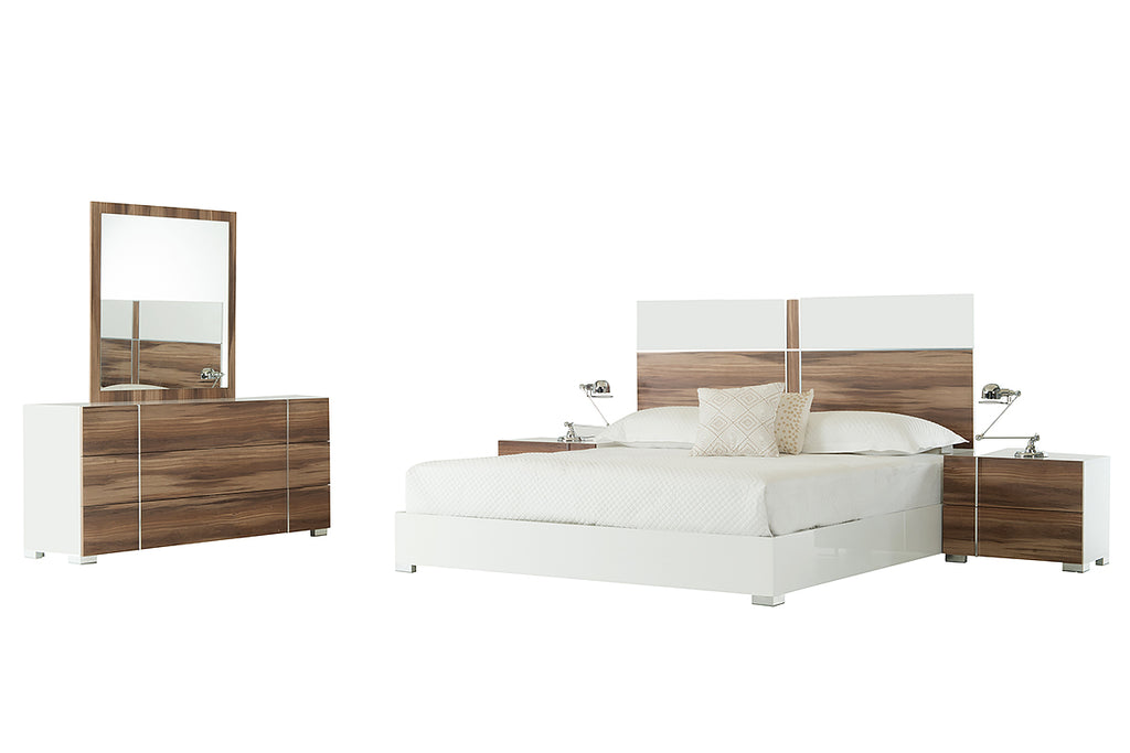 Eastern King Giovanna Italian Modern White and Cherry EK Bed