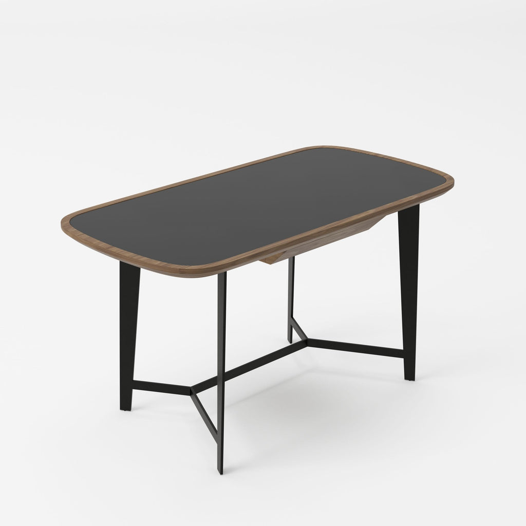 Girard - Modern Walnut & Black Glass Desk