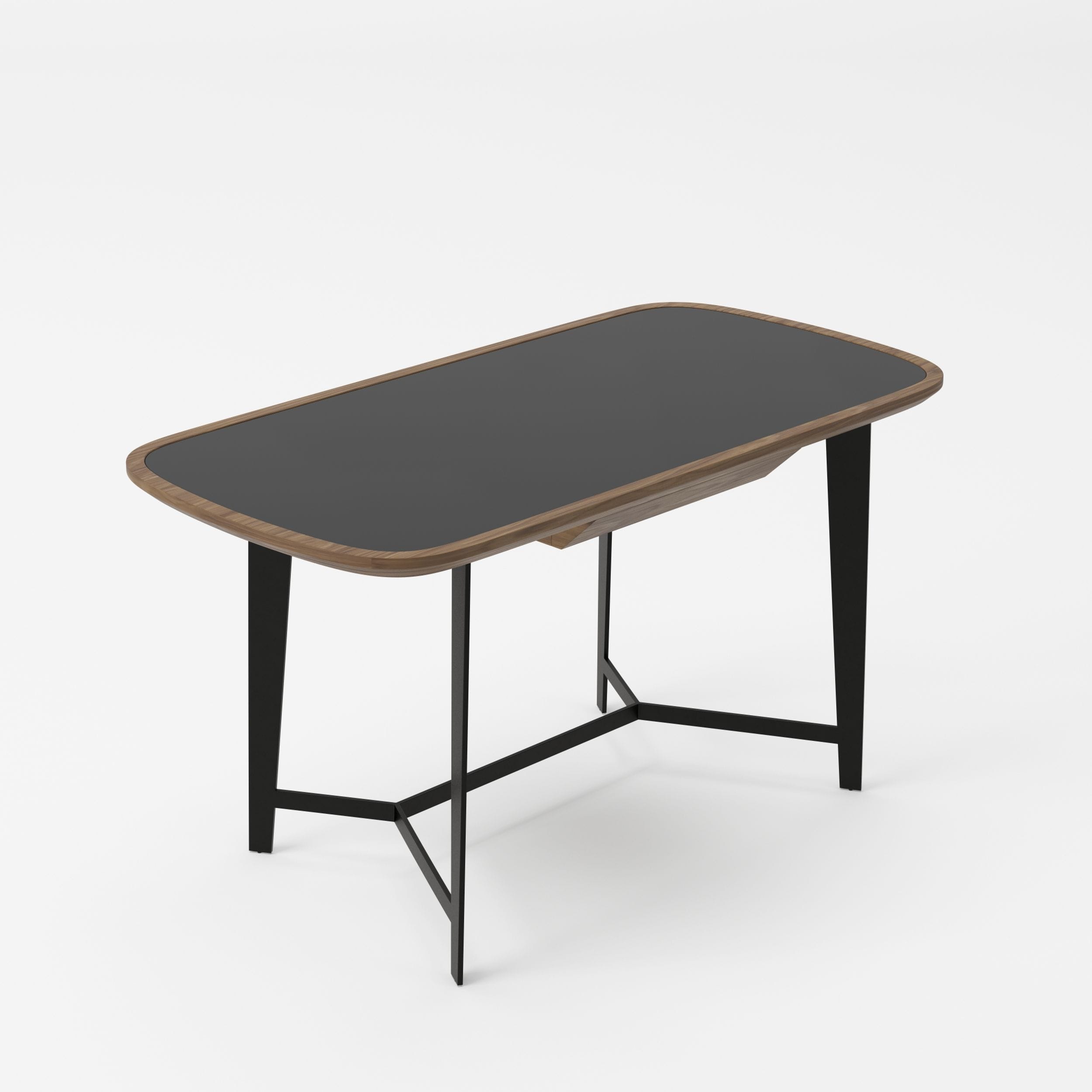 Girard - Modern Walnut & Black Glass Desk