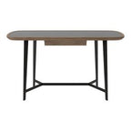 Girard - Modern Walnut & Black Glass Desk