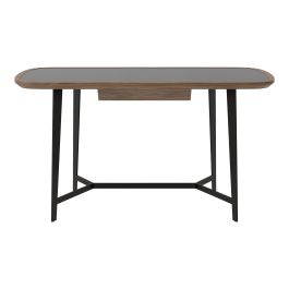 Girard - Modern Walnut & Black Glass Desk