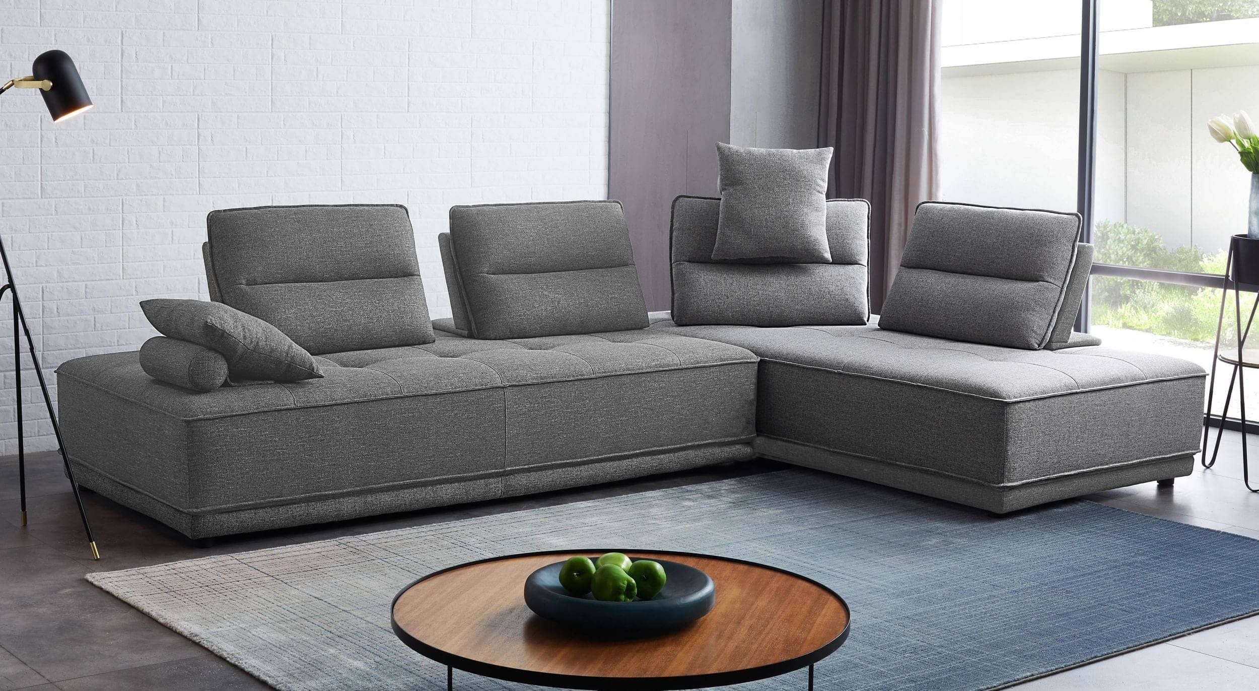 Divani Casa Glendale - Modern Grey Fabric Modular Sectional Sofa