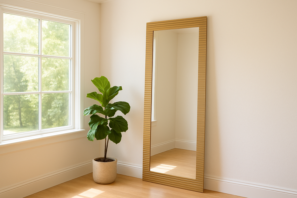 Glinda - Modern Brushed Brass Floor Mirror