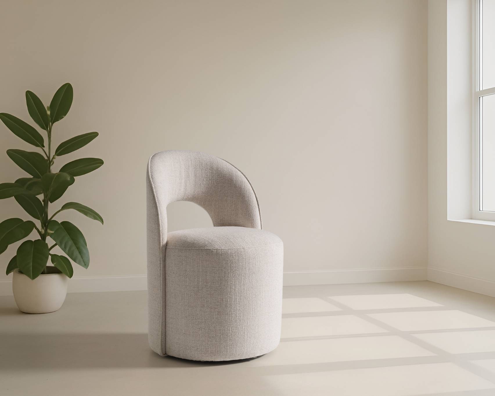 Gordon - Modern Cream Fabric Swivel Dining Chair