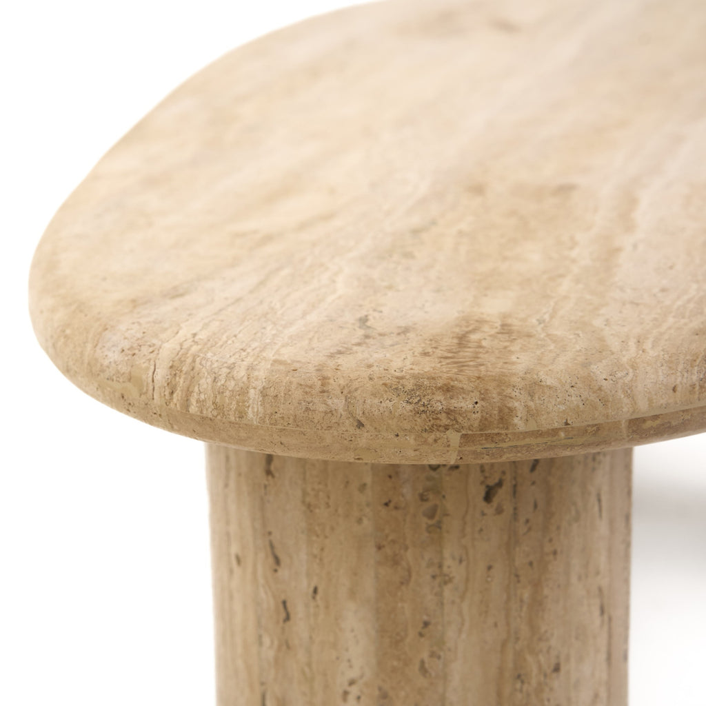 Gracemont - Modern Travertine Marble Freeform Coffee Table