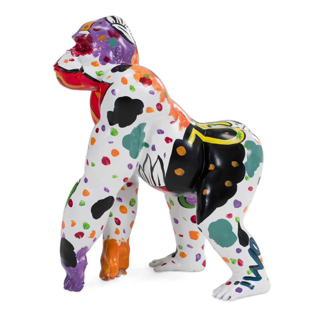 Graffiti Gorilla - White + Multi - Color Sculpture