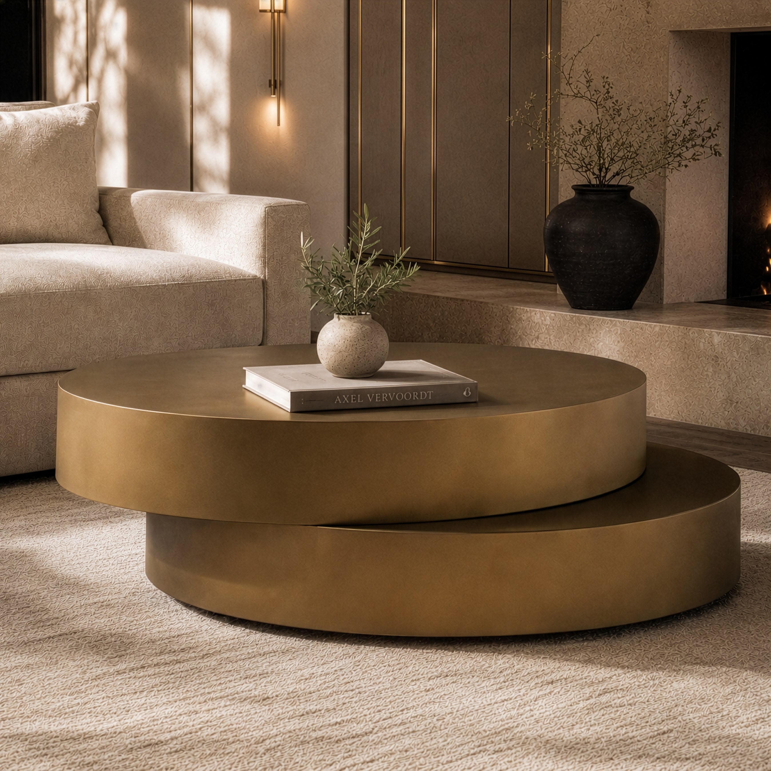 Grayson - Glam Brushed Bronze Metallic Coffee Table