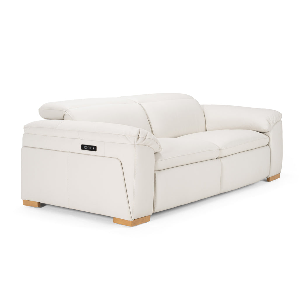 Gregory - Modern Off-White Leather Sofa with 2 Recliners