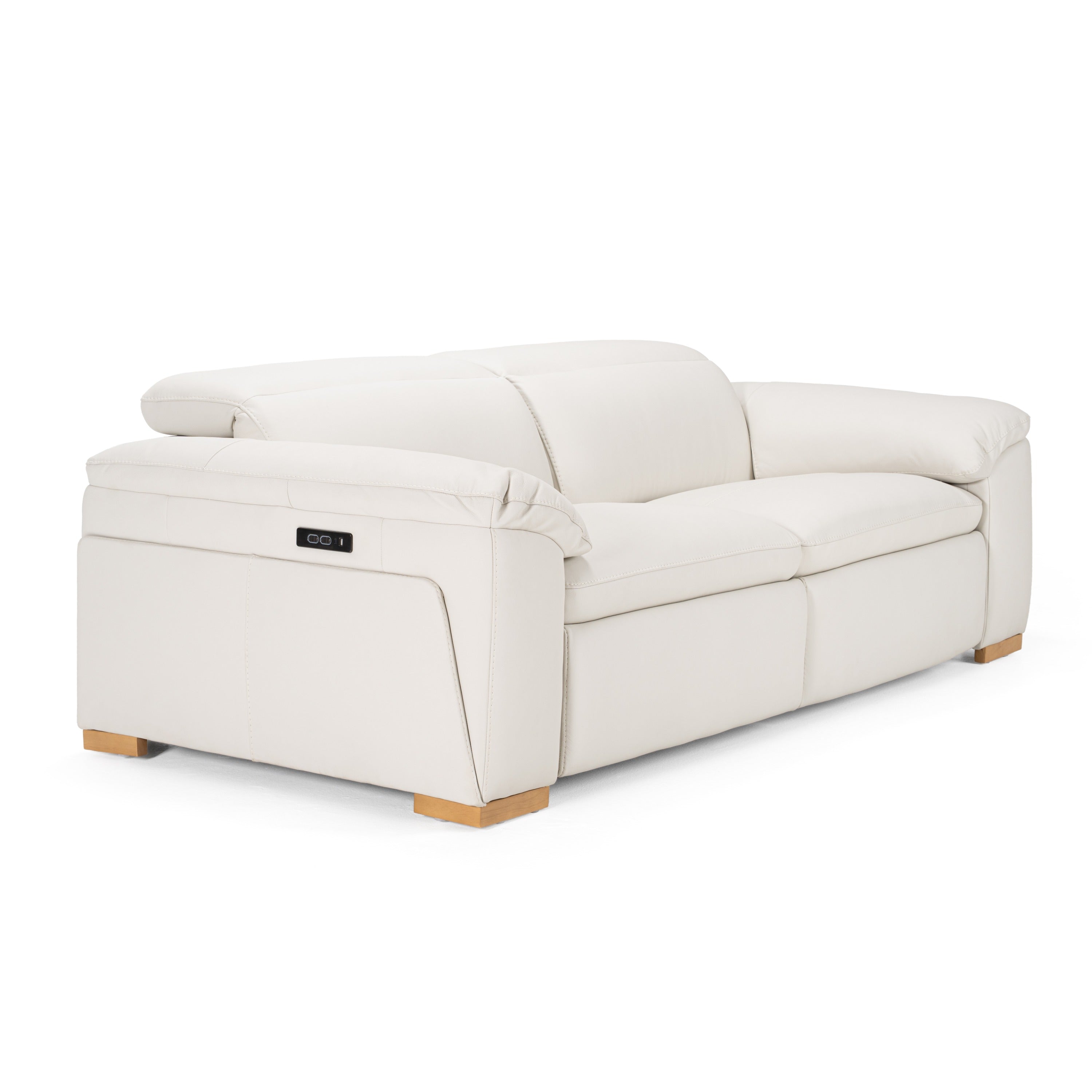 Gregory - Modern Off-White Leather Sofa with 2 Recliners