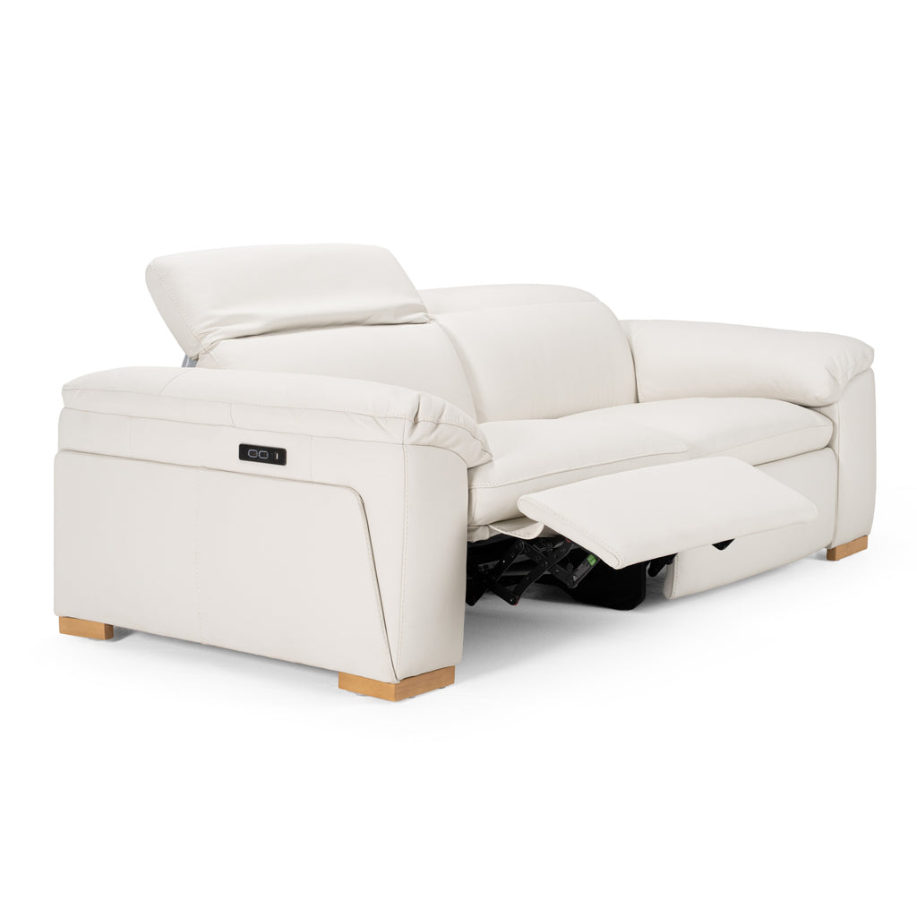 Gregory - Modern Off-White Leather Sofa with 2 Recliners