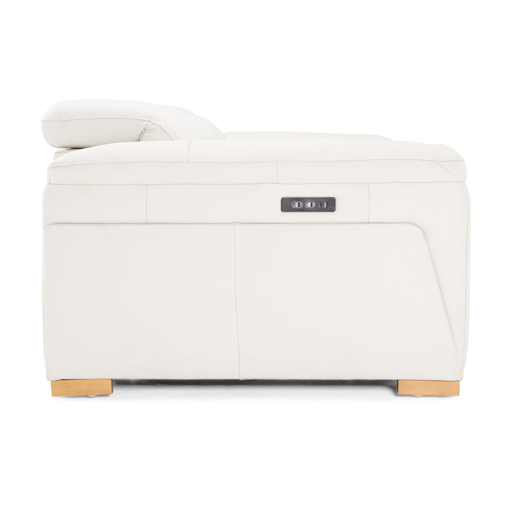 Gregory - Modern Off-White Leather Sofa with 2 Recliners
