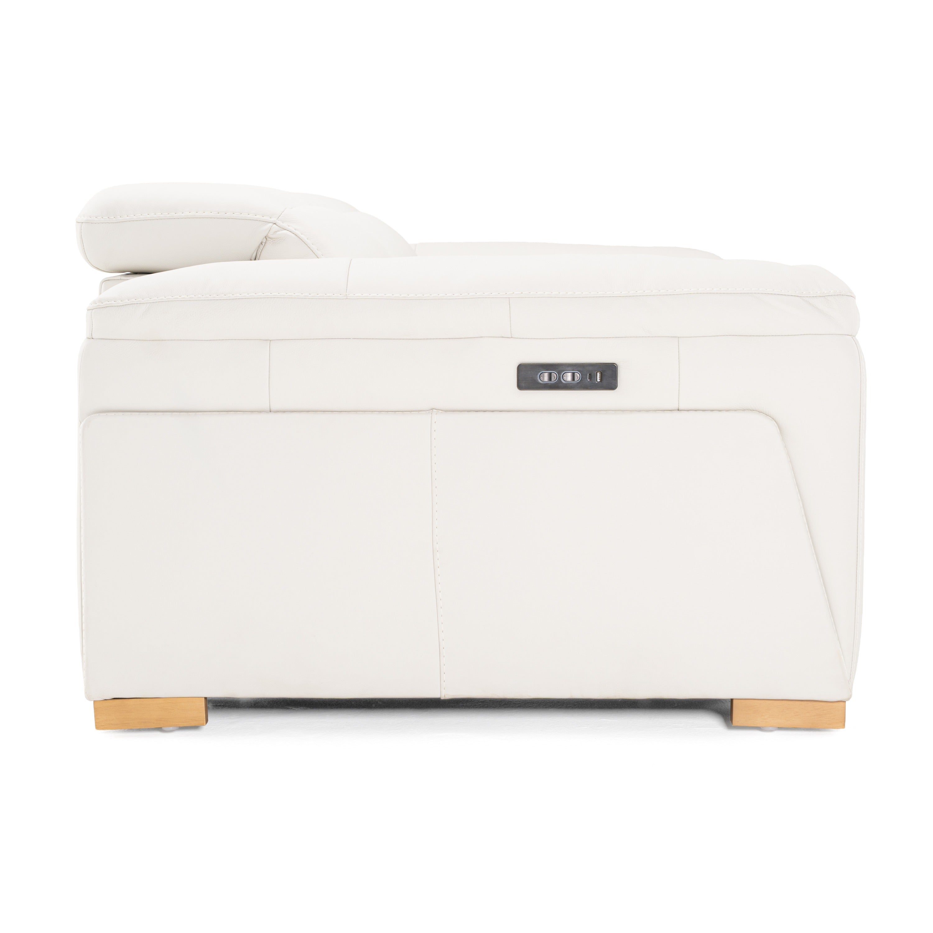 Gregory - Modern Off-White Leather Sofa with 2 Recliners