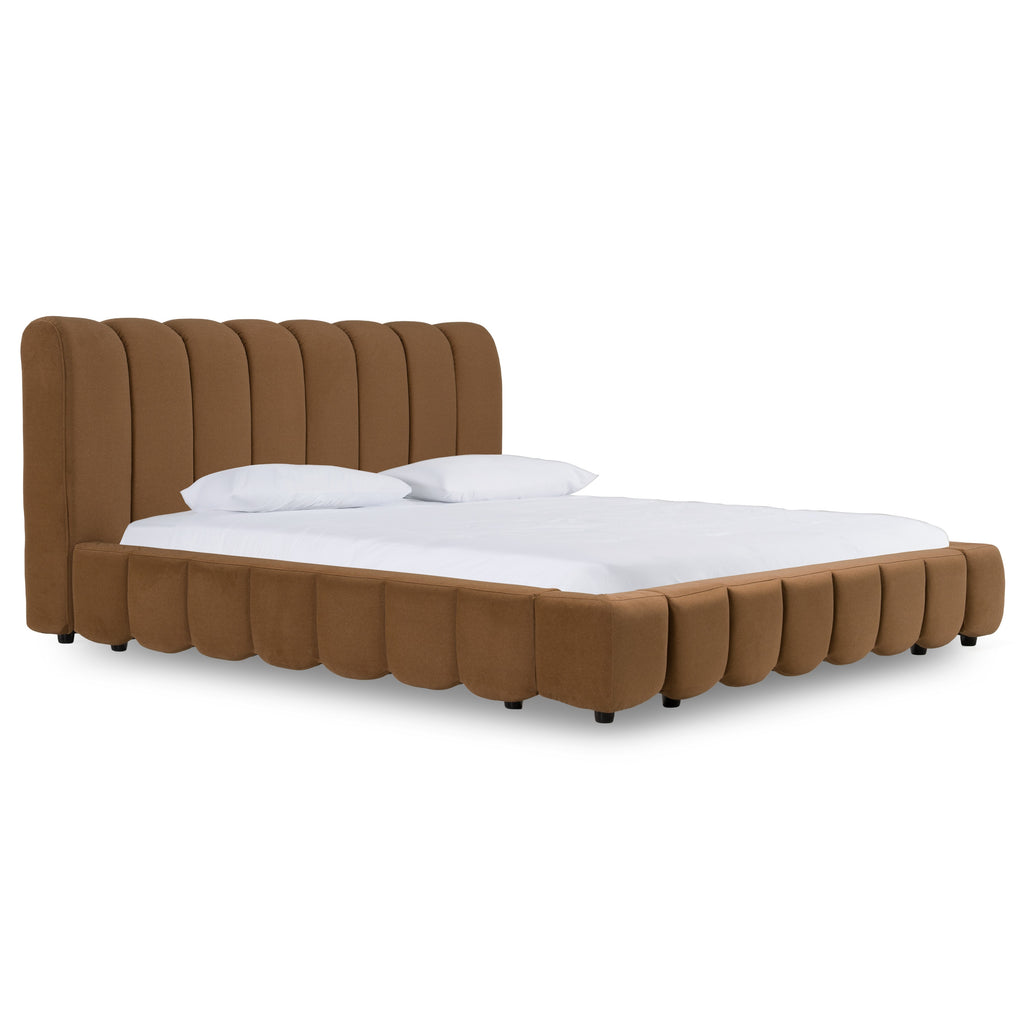 Harris - Modern Brown Fabric Bed - Modern Brown Fabric Bed