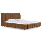 Harris - Modern Brown Fabric Bed - Modern Brown Fabric Bed