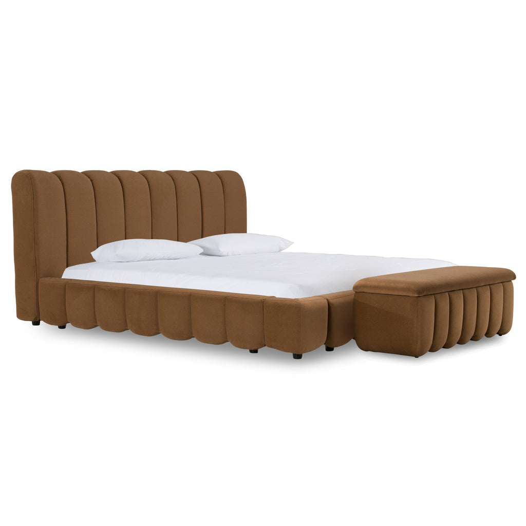 Harris - Modern Brown Fabric Bed - Modern Brown Fabric Bed