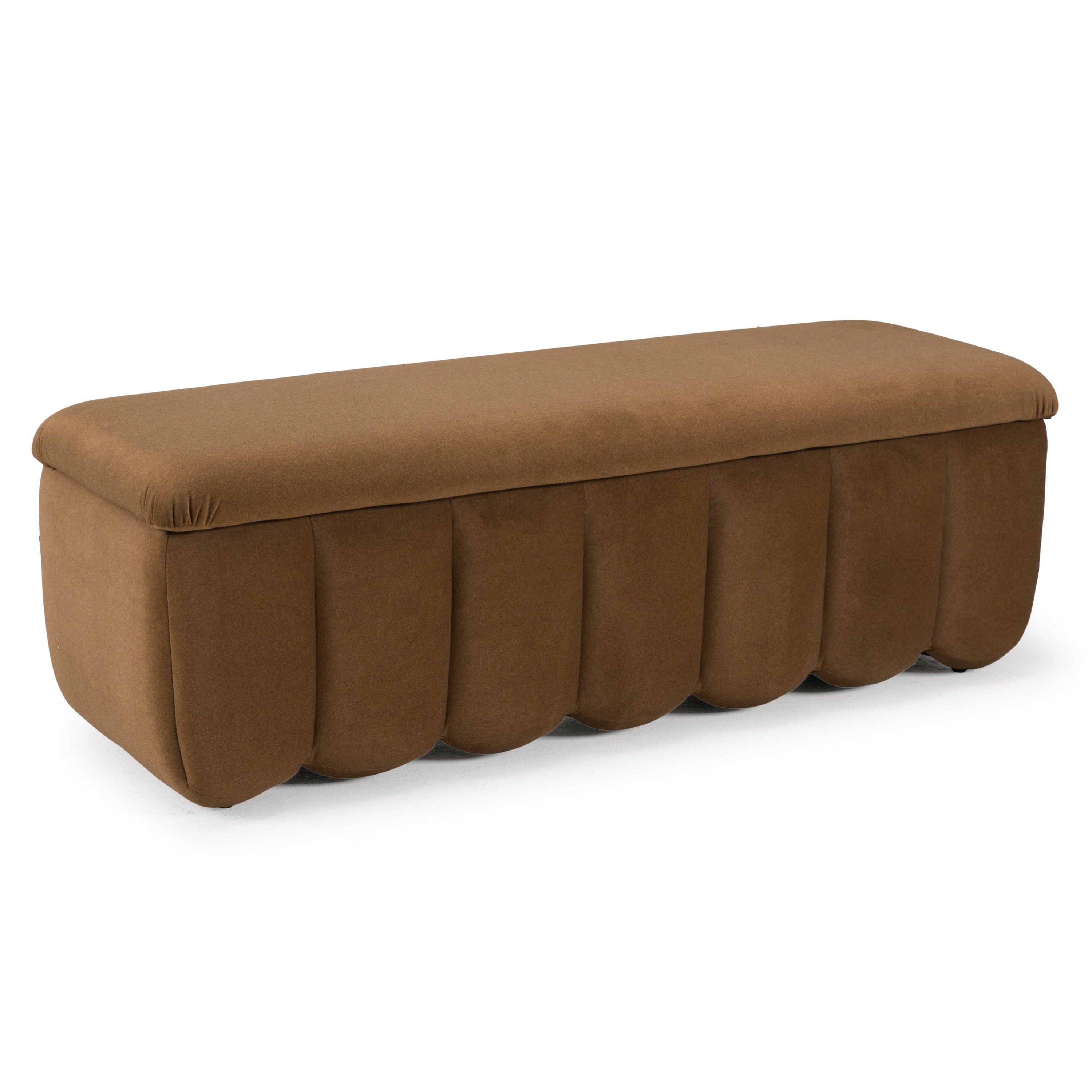 Harris - Modern Brown Fabric Bench with Storage