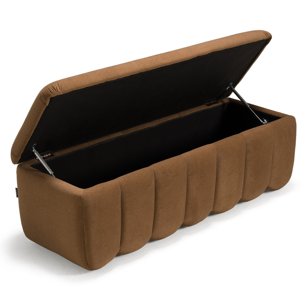 Harris - Modern Brown Fabric Bench with Storage