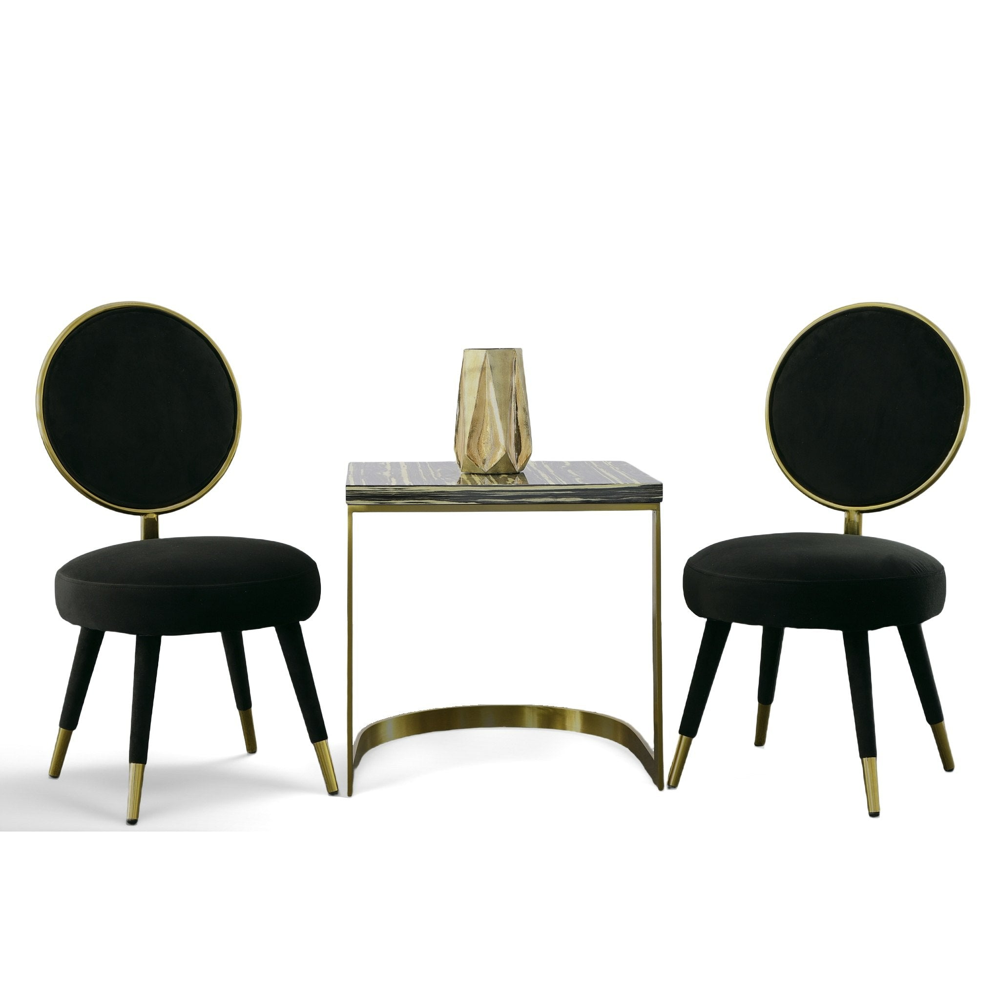 Modrest Haswell - Glam Black Velvet Accent Chair (Set of Two) – Upholstery Close-up