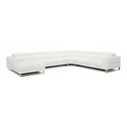Hawkey - Contemporary White Full Leather U Shaped Left Facing Sectional Sofa
