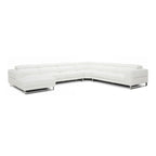 Hawkey - Contemporary White Full Leather U Shaped Left Facing Sectional Sofa
