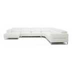 Hawkey - Contemporary White Full Leather U Shaped Left Facing Sectional Sofa