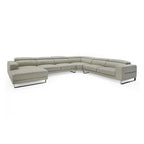 Hawkey - Contemporary Light Grey Leather LAF Chaise Sectional Sofa