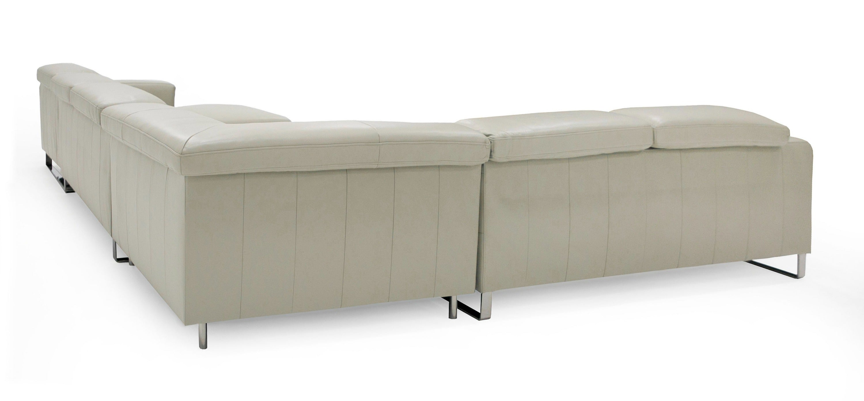 Hawkey - Contemporary Light Grey Leather LAF Chaise Sectional Sofa
