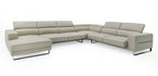 Hawkey - Contemporary Light Grey Leather LAF Chaise Sectional Sofa