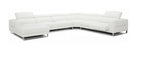 Hawkey - Contemporary White Full Leather U Shaped Left Facing Sectional Sofa
