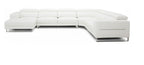 Hawkey - Contemporary White Full Leather U Shaped Left Facing Sectional Sofa