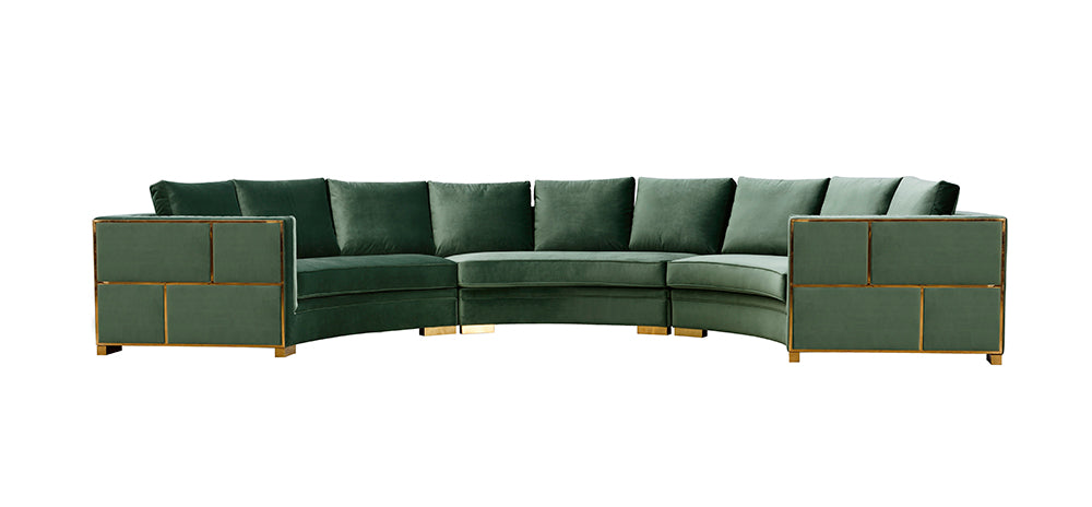 Divani Casa - Ritner Modern Green Velvet Curved Sectional Sofa – Additional View