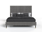 Hemlock - Eastern King Modern Grey Velvet Bed - Eastern King Modern Grey Velvet Bed
