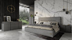 California King Hollywood - Italian Contemporary Grey Leather Bed - Italian Contemporary Grey Leather Bed